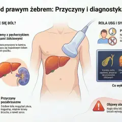 Ból pod prawym żebrem może oznaczać problemy z pęcherzykiem żółciowym, wątrobą lub nerkami. USG pomaga wykryć kamicę, stłuszczenie lub inne zmiany. Gdy boli wątroba, warto zbadać przyczynę.