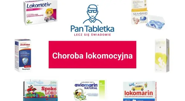 Produkty na chorobę lokomocyjną: Lokomotiv, Anaketon, Spoko LOKO, Aviomarin, Lokomarin, Sea-Band. Pomocne co na wymioty w podróży.
