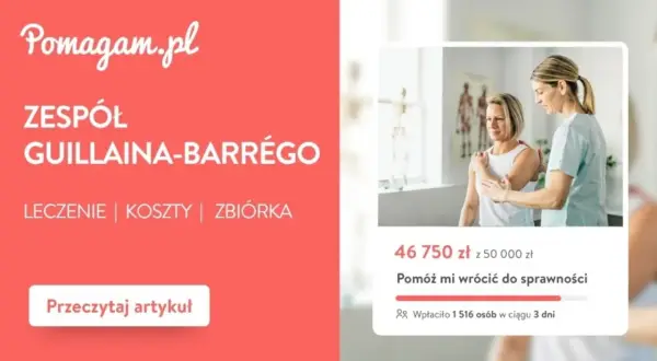 Pomagam.pl: Zespół Guillaina-Barrégo. Fizjoterapeutka pomaga pacjentce. Zbiórka na leczenie.
