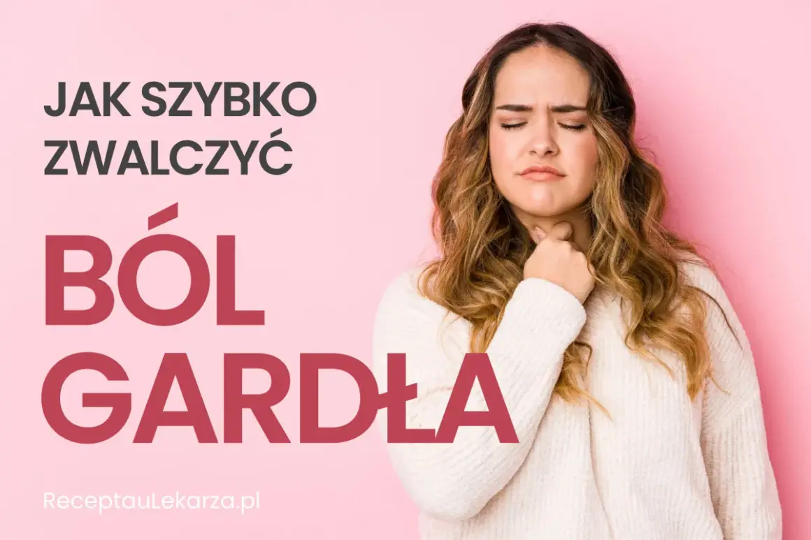 Kobieta z bólem gardła, szukająca sposobów, co na ból gardła. Szybkie ulgi szukaj na ReceptaLekarza.pl.