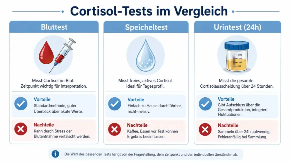 Porównanie metod badania kortyzolu: test krwi, śliny i moczu. Każda metoda ma swoje zalety i wady, a wybór zależy od indywidualnych potrzeb.