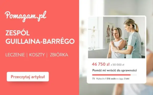 Pomagam.pl: Zespół Guillaina-Barrégo. Fizjoterapeutka pomaga pacjentce. Zbiórka na leczenie.